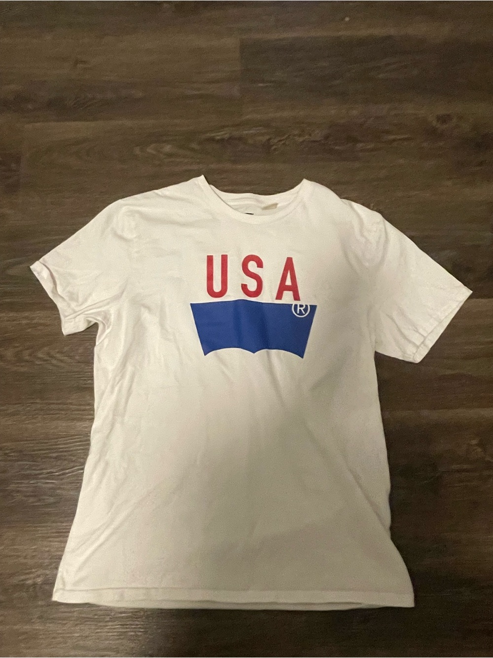 Levi's White Tee with Red USA Sz L World Cup